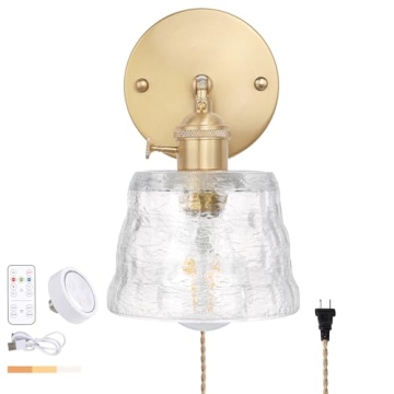 Shenmoyl Vintage Battery Operated Wall Sconce, Wireless Battery Powered Wall Sconces with Remote Con...