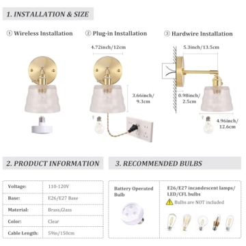 Shenmoyl Vintage Battery Operated Wall Sconce for Any Room