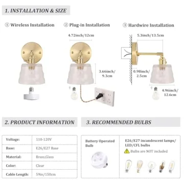 Shenmoyl Vintage Battery Operated Wall Sconce for Any Room