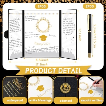 Stylish Sayglossy Graduation Guest Book Set with Pens