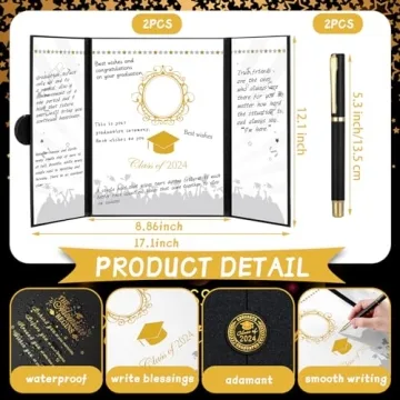 Stylish Sayglossy Graduation Guest Book Set with Pens