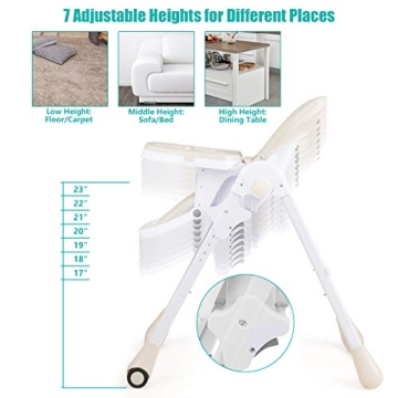 BABY JOY Convertible High Chair with Adjustable Height and Recline