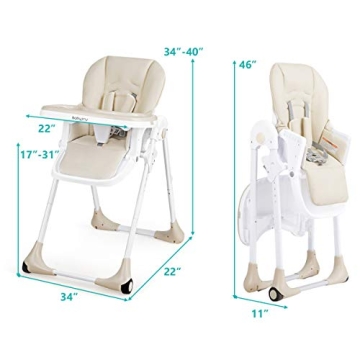 BABY JOY Convertible High Chair with Adjustable Height and Recline
