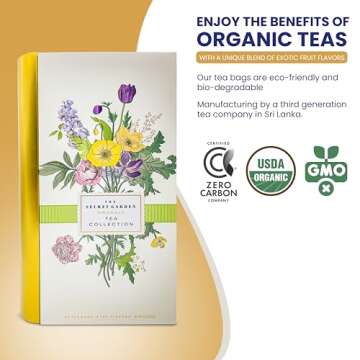 Premium Organic Tea Bag 80 Pack Sampler Designer Tin Book Gift Set 10 Per Flavor Assorted Variety Ex...