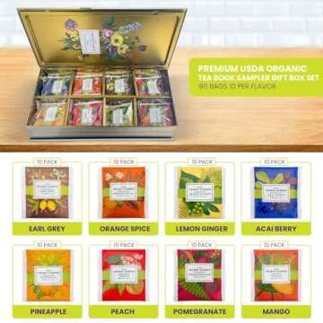 Exquisite 8 Flavor Organic Tea Sampler Gift Set