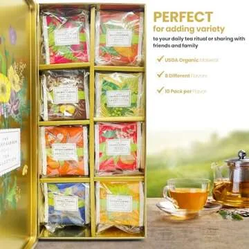 Exquisite 8 Flavor Organic Tea Sampler Gift Set