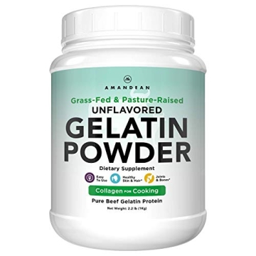 AMANDEAN Premium Gelatin Powder XL. Grass-Fed Beef Collagen Protein Supplement. Unflavored. Healthy ...