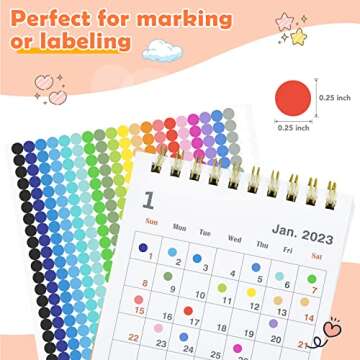 6720 PCS Small Dot Stickers for Color Coding and Organizing in 20 Colors