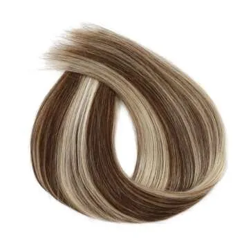 Dokksiiia Chocolate Brown and Blonde Bundles P4/613 Highlight Straight Human Hair Bundles Ombre Color P4613 Human Weave Hair Bundles Brazilian Human Hair Extensions for Black Women 16 18 20 Inch