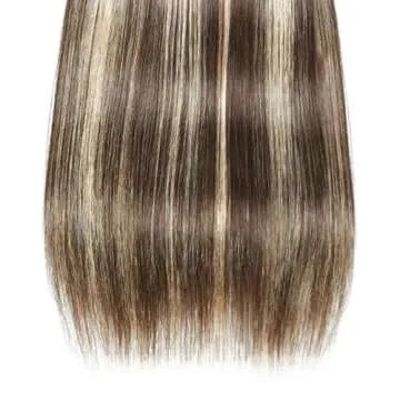 Dokksiiia Chocolate Brown and Blonde Bundles P4/613 Highlight Straight Human Hair Bundles Ombre Color P4613 Human Weave Hair Bundles Brazilian Human Hair Extensions for Black Women 16 18 20 Inch