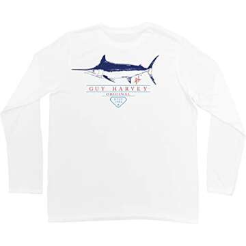 Guy Harvey Men's Hustle L/S Performance T-Shirt (White, Large)