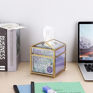 Clear Glass Gold Metal Tissue Box Stylish Home Decor