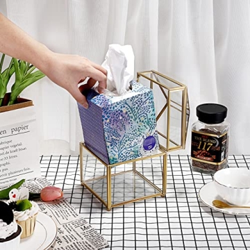 Clear Glass Gold Metal Tissue Box Stylish Home Decor