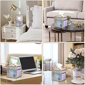 Clear Glass Gold Metal Tissue Box Stylish Home Decor