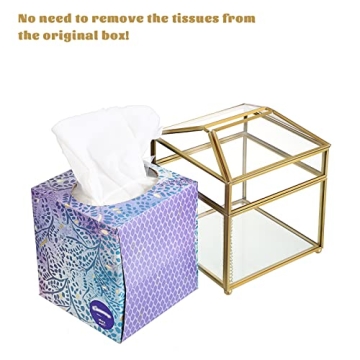 Clear Glass Gold Metal Tissue Box Stylish Home Decor