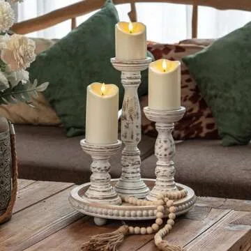 Homemory Rustic Wood Candle Holders Set of 3 for Stylish Decor