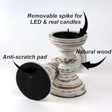 Homemory Rustic Wood Candle Holders Set of 3 for Stylish Decor