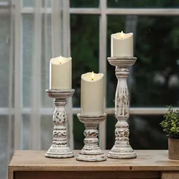 Homemory Rustic Wood Candle Holders Set of 3 for Stylish Decor