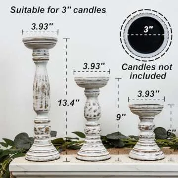 Homemory Rustic Wood Candle Holders Set of 3 for Stylish Decor