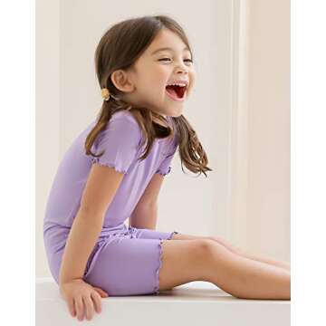 Vaenait Infant Kids Toddler Girls Boys Short Sleeve Sleepwear Pajamas 2pcs Set Shirring Lightpurple L