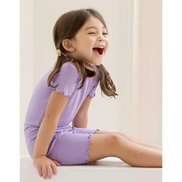 Vaenait Infant Kids Toddler Girls Boys Short Sleeve Sleepwear Pajamas 2pcs Set Shirring Lightpurple L