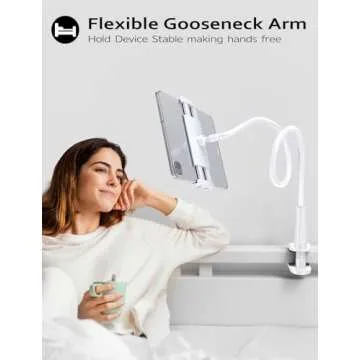 Tryone Gooseneck Tablet Holder Stand for Bed Adjustable Flexible Arm Tablets Mount Clamp on Table Compatible with iPad Air Mini | Galaxy Tabs | Kindle Fire | Switch or Other 4.7-10.5" Devices