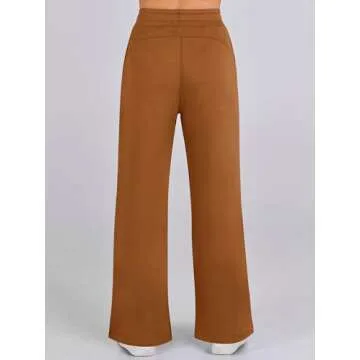 ANRABESS Womens 2 Piece Lounge Sets Sweatsuit Travel Outfits Wide Leg Pants Set 2024 Fall Fashion Tracksuit Clothes Caramel Medium