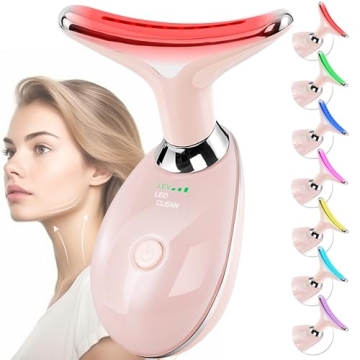 Facial Massager for Face and Neck, Red-Light-Therapy-for-Face and Neck, Face culpting Wand with 7 Co...
