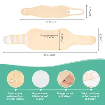 Castor Oil Pack Wrap, MRLI 5 Pack Castor Oil Pack for Liver Detox, Organic Cotton Flannel for Castor Oil Pack, Reusable Castor Oil Pack Kit for Thyroid Neck with Adjustable Elastic Strap