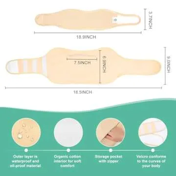 Castor Oil Pack Wrap, MRLI 5 Pack Castor Oil Pack for Liver Detox, Organic Cotton Flannel for Castor Oil Pack, Reusable Castor Oil Pack Kit for Thyroid Neck with Adjustable Elastic Strap