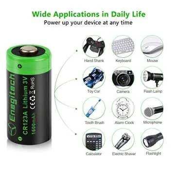 Enegitech CR123A Lithium Battery for Home Security Devices