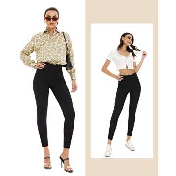 Tagoo Black Dress Pants for Women Business Casual High Waisted Stretchy Skinny Office Work Ponte Leggings with Pockets