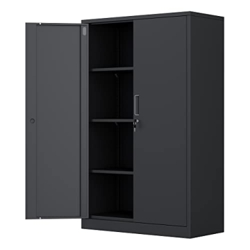iJINGUR Metal Storage Cabinet with Locking Doors and 3 Adjustable Shelves, 53.5-Inch Tall Lockable S...