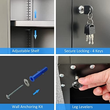 iJINGUR Lockable Metal Storage Cabinet for Home Office Garage