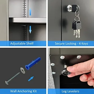 iJINGUR Lockable Metal Storage Cabinet for Home Office Garage