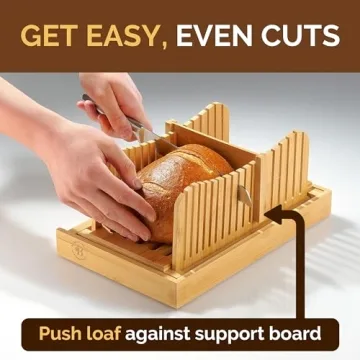 Bambüsi Bread Slicer - Bamboo Cutter with Knife and Crumb Tray