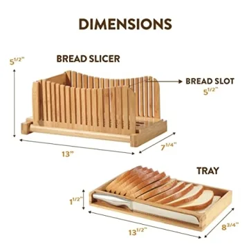 Bambüsi Bread Slicer - Bamboo Cutter with Knife and Crumb Tray