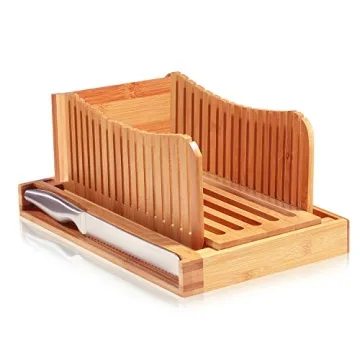 Bambüsi Bread Slicer - Bamboo Cutter with Knife and Crumb Tray