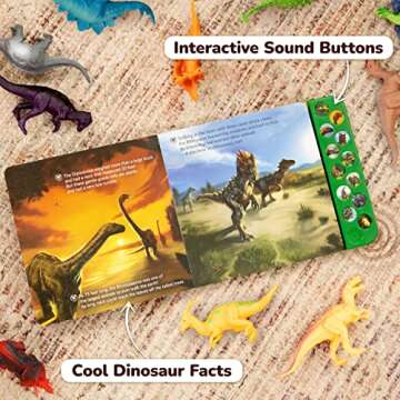 Li'l-Gen Dinosaur Toys for Boys and Girls - 12 Realistic 7-Inch Dinosaur Figures with Interactive Sound Book - Includes Play Mat, Trees, Rocks, Fossils, and More - Educational Toys for Kids Ages 3-5