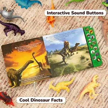 Li'l-Gen Dinosaur Toys for Boys and Girls - 12 Realistic 7-Inch Dinosaur Figures with Interactive Sound Book - Includes Play Mat, Trees, Rocks, Fossils, and More - Educational Toys for Kids Ages 3-5