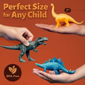 Li'l-Gen Dinosaur Toys for Boys and Girls - 12 Realistic 7-Inch Dinosaur Figures with Interactive Sound Book - Includes Play Mat, Trees, Rocks, Fossils, and More - Educational Toys for Kids Ages 3-5