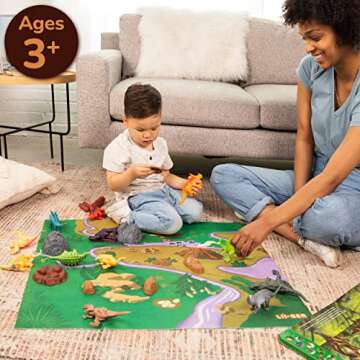 Li'l-Gen Dinosaur Toys for Boys and Girls - 12 Realistic 7-Inch Dinosaur Figures with Interactive Sound Book - Includes Play Mat, Trees, Rocks, Fossils, and More - Educational Toys for Kids Ages 3-5