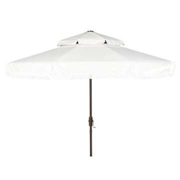 Safavieh Outdoor Milan Fringe White 9-foot Double Top Crank UV Protected Umbrella