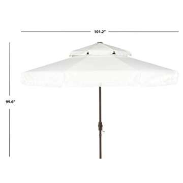 Safavieh Outdoor Milan Fringe White 9-foot Double Top Crank UV Protected Umbrella