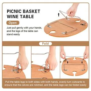 STBoo Picnic Basket with Insulated Cooler and Folding Table