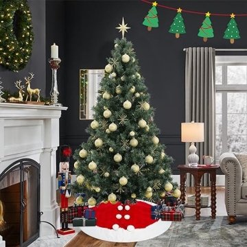 Classic Red & White Cable Knit Christmas Tree Skirt