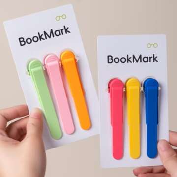 6pcs Silicone Automatic Bookmarks, Book Marks Gifts for Reading Women, Men, Kids, Book Lovers, Readers, Unique Cute Book Accessories, Stay in Place and Follow as You Read"
