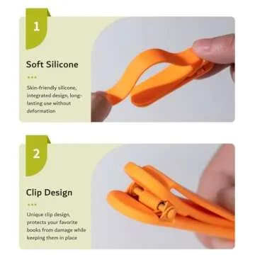 6pcs Silicone Automatic Bookmarks, Book Marks Gifts for Reading Women, Men, Kids, Book Lovers, Readers, Unique Cute Book Accessories, Stay in Place and Follow as You Read"