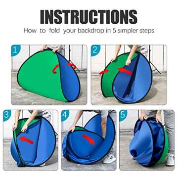 AFHT 5'X7'Portable Green Screen Backdrop with Stand Blue and Green 2-in-1 Collapsible Green Screen Kit, Chromakey Blue and Green Screen Chair