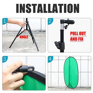 AFHT 5'X7'Portable Green Screen Backdrop with Stand Blue and Green 2-in-1 Collapsible Green Screen Kit, Chromakey Blue and Green Screen Chair